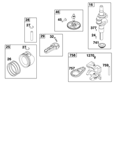 Crankshaft Group Diagram and Parts List for 31R877-0001-B5 200000 - 399999 Briggs and Stratton Engine